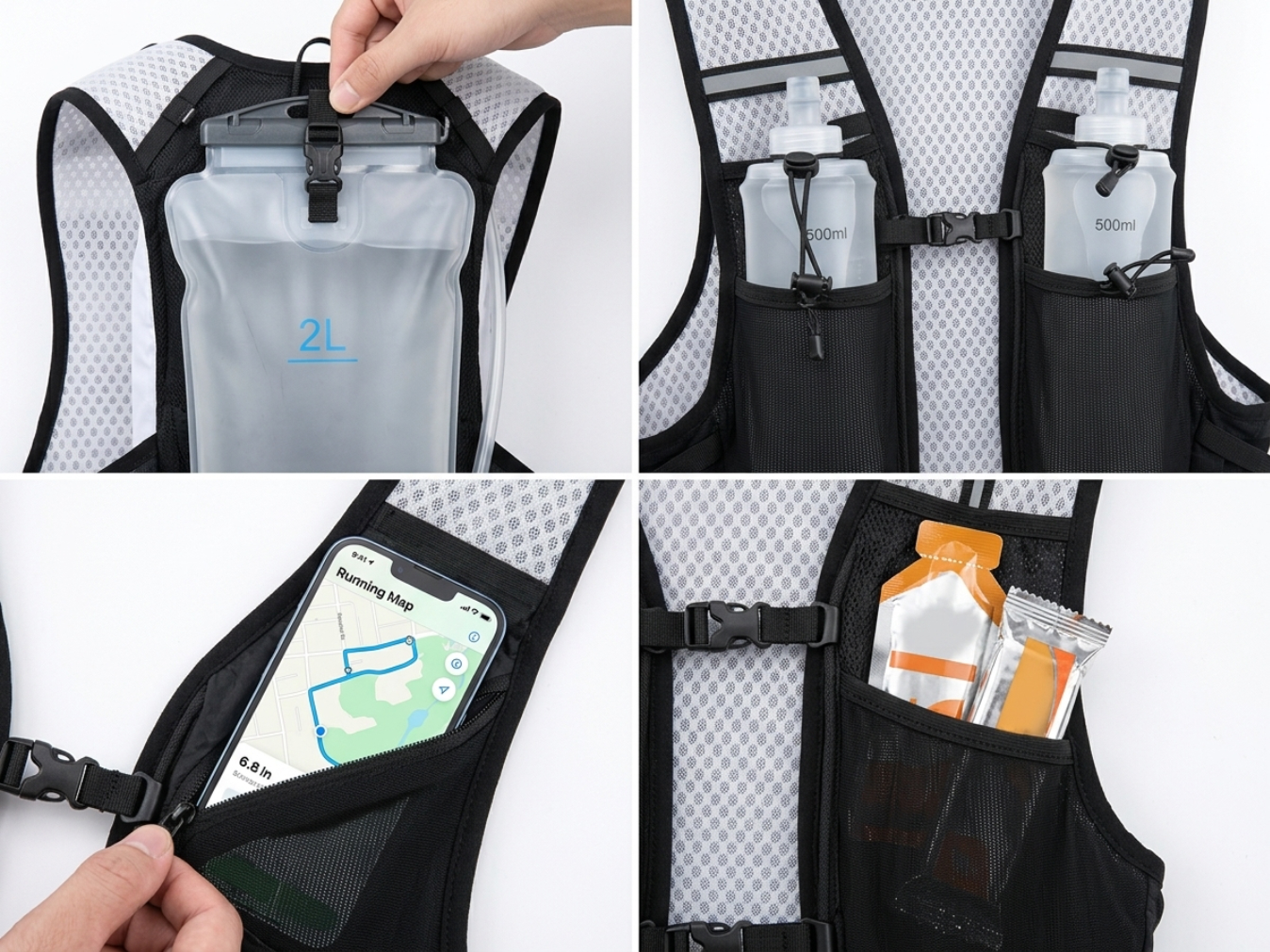 Comprehensive 2.5L Hydration & Gear Space